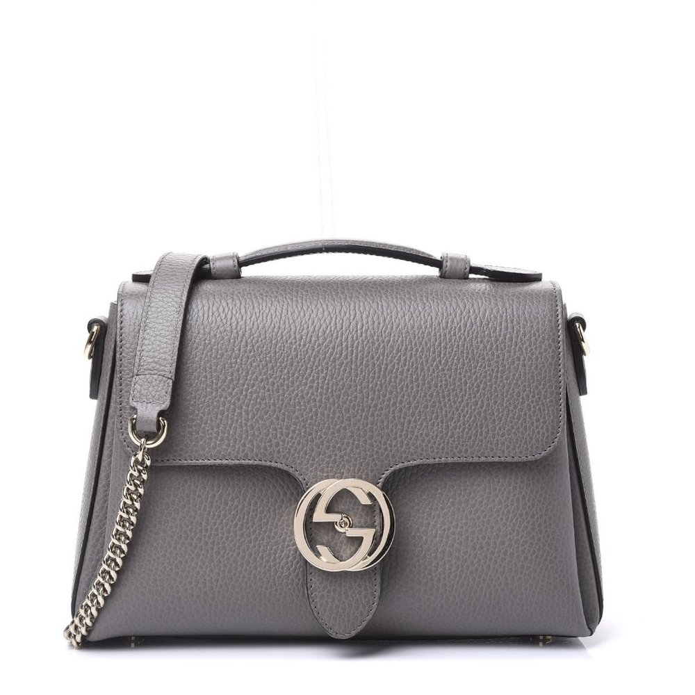 Gucci Dollar GG Interlocking Logo Calfskin Leather Handbag